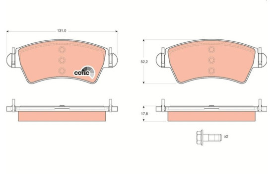 Kit de plaquettes de frein, frein à disque COTEC GDB1501 TRW, Image 2