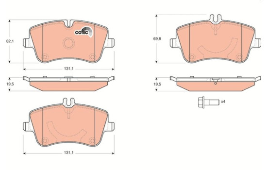 Kit de plaquettes de frein, frein à disque COTEC GDB1514 TRW, Image 2