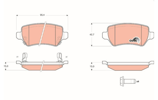Kit de plaquettes de frein, frein à disque COTEC GDB1515 TRW, Image 2