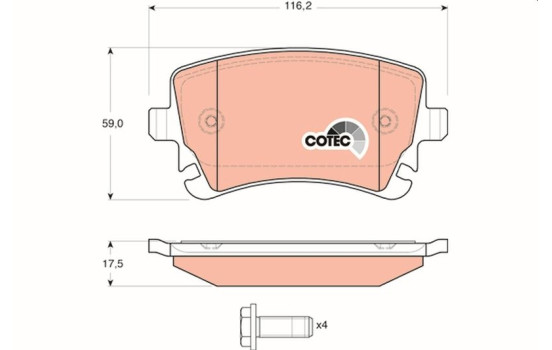 Kit de plaquettes de frein, frein à disque COTEC GDB1516 TRW, Image 2