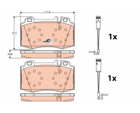 Kit de plaquettes de frein, frein à disque COTEC GDB1543 TRW, Image 3