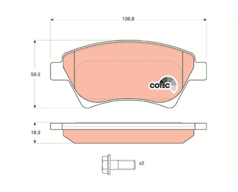 Kit de plaquettes de frein, frein à disque COTEC GDB1552 TRW, Image 2