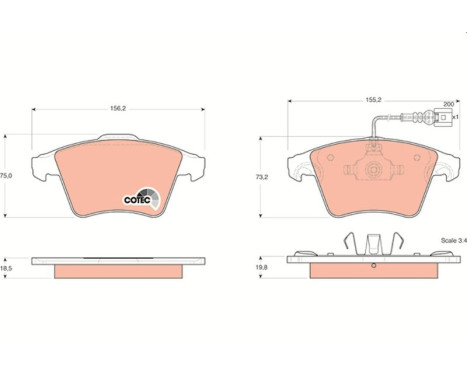 Kit de plaquettes de frein, frein à disque COTEC GDB1555 TRW, Image 2