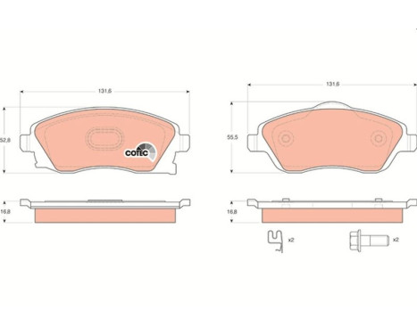 Kit de plaquettes de frein, frein à disque COTEC GDB1570 TRW, Image 2