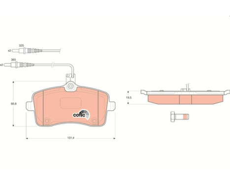 Kit de plaquettes de frein, frein à disque COTEC GDB1594 TRW, Image 2