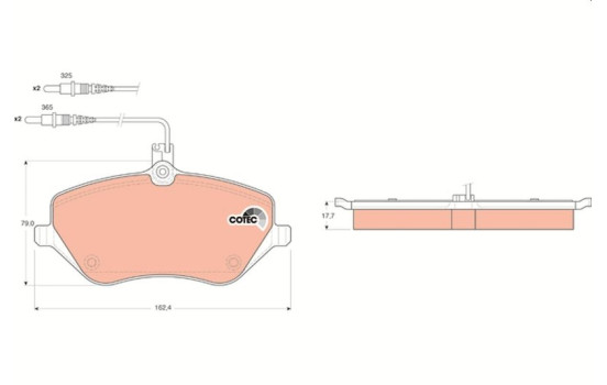 Kit de plaquettes de frein, frein à disque COTEC GDB1595 TRW, Image 2