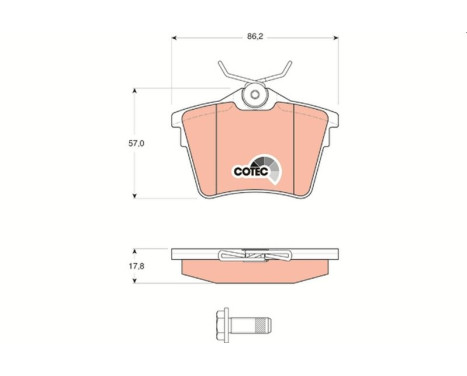 Kit de plaquettes de frein, frein à disque COTEC GDB1596 TRW, Image 2