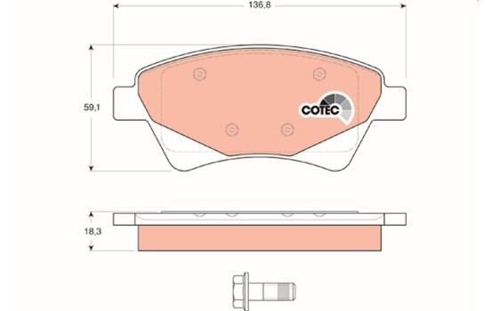Kit de plaquettes de frein, frein à disque COTEC GDB1597 TRW, Image 2