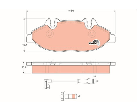 Kit de plaquettes de frein, frein à disque COTEC GDB1600 TRW, Image 2