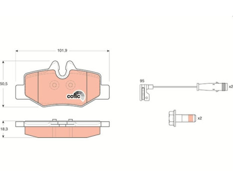 Kit de plaquettes de frein, frein à disque COTEC GDB1601 TRW, Image 2