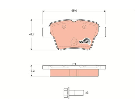 Kit de plaquettes de frein, frein à disque COTEC GDB1620 TRW, Image 2