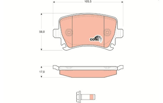 Kit de plaquettes de frein, frein à disque COTEC GDB1622 TRW, Image 7