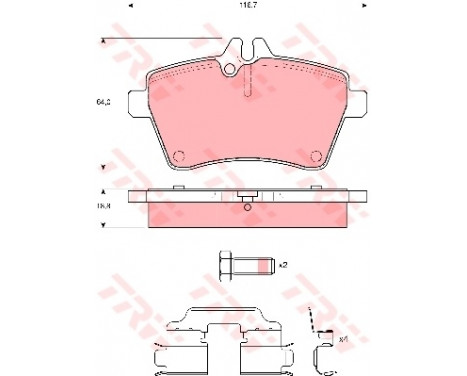 Kit de plaquettes de frein, frein à disque COTEC GDB1629 TRW