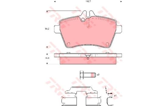 Kit de plaquettes de frein, frein à disque COTEC GDB1629 TRW