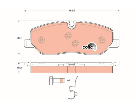 Kit de plaquettes de frein, frein à disque COTEC GDB1631 TRW, Image 2