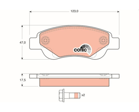 Kit de plaquettes de frein, frein à disque COTEC GDB1633 TRW, Image 3