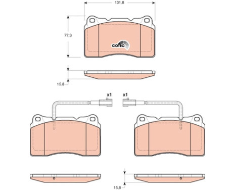 Kit de plaquettes de frein, frein à disque COTEC GDB1648 TRW, Image 2