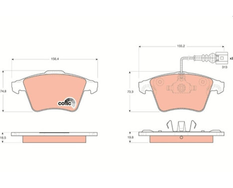 Kit de plaquettes de frein, frein à disque COTEC GDB1651 TRW, Image 2