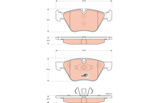 Kit de plaquettes de frein, frein à disque COTEC GDB1662 TRW, Image 2