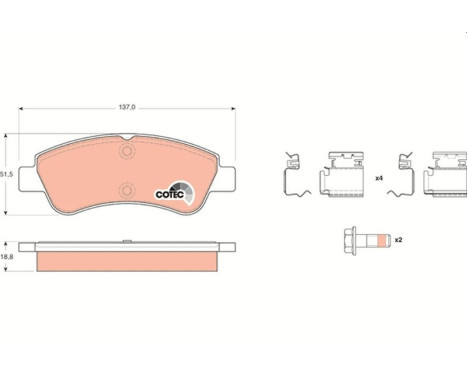 Kit de plaquettes de frein, frein à disque COTEC GDB1677 TRW, Image 2