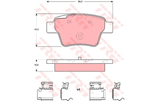 Kit de plaquettes de frein, frein à disque COTEC GDB1678 TRW