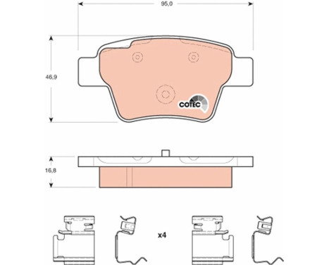 Kit de plaquettes de frein, frein à disque COTEC GDB1678 TRW, Image 2