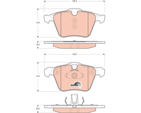 Kit de plaquettes de frein, frein à disque COTEC GDB1684 TRW, Image 2