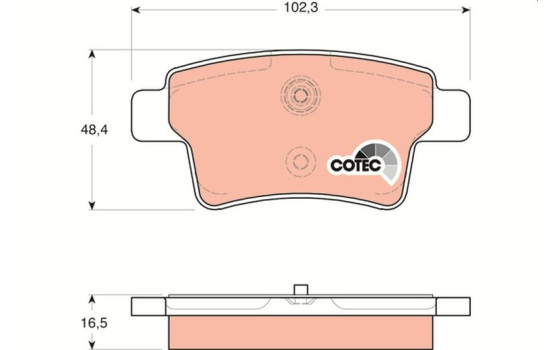 Kit de plaquettes de frein, frein à disque COTEC GDB1692 TRW, Image 2