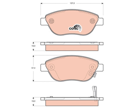 Kit de plaquettes de frein, frein à disque COTEC GDB1701 TRW, Image 2