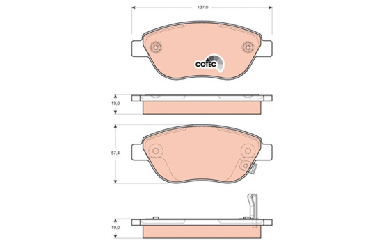 Kit de plaquettes de frein, frein à disque COTEC GDB1701 TRW, Image 2