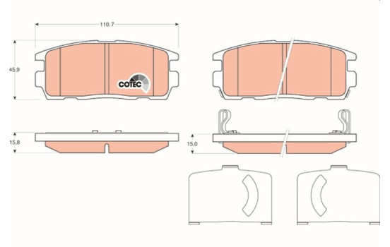 Kit de plaquettes de frein, frein à disque COTEC GDB1716 TRW, Image 2