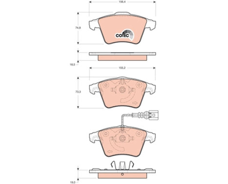 Kit de plaquettes de frein, frein à disque COTEC GDB1721 TRW, Image 2