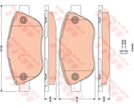 Kit de plaquettes de frein, frein à disque COTEC GDB1750 TRW