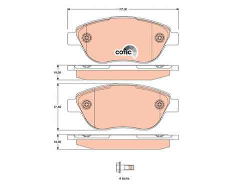 Kit de plaquettes de frein, frein à disque COTEC GDB1750 TRW, Image 2