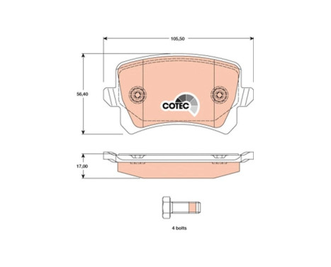 Kit de plaquettes de frein, frein à disque COTEC GDB1763 TRW, Image 9