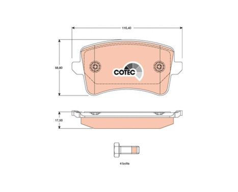 Kit de plaquettes de frein, frein à disque COTEC GDB1765 TRW, Image 2