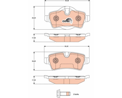 Kit de plaquettes de frein, frein à disque COTEC GDB1766 TRW, Image 2