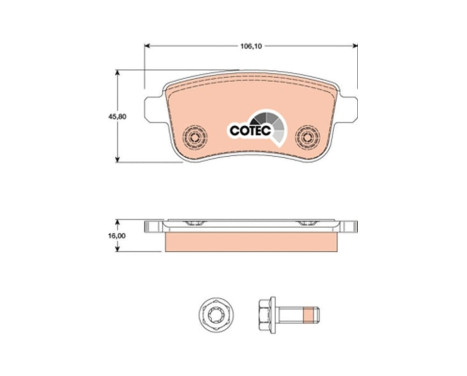 Kit de plaquettes de frein, frein à disque COTEC GDB1791 TRW, Image 2