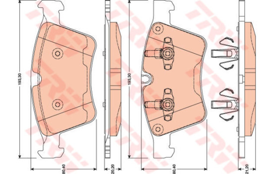 Kit de plaquettes de frein, frein à disque COTEC GDB1797 TRW