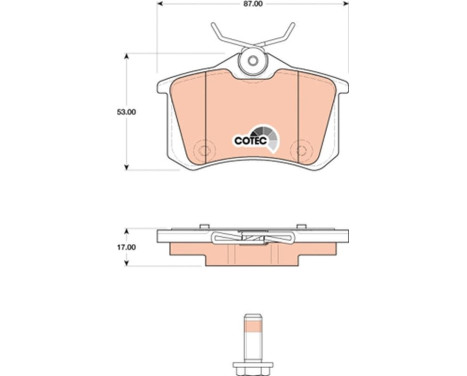 Kit de plaquettes de frein, frein à disque COTEC GDB1813 TRW, Image 2