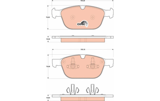 Kit de plaquettes de frein, frein à disque COTEC GDB1821 TRW, Image 2