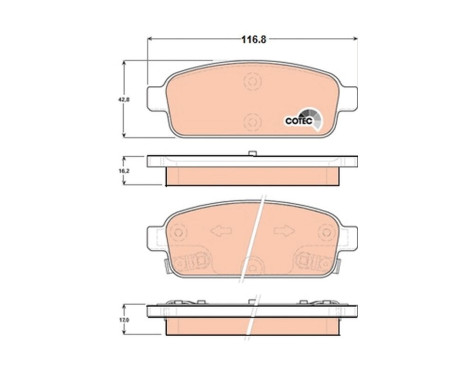 Kit de plaquettes de frein, frein à disque COTEC GDB1844 TRW, Image 2