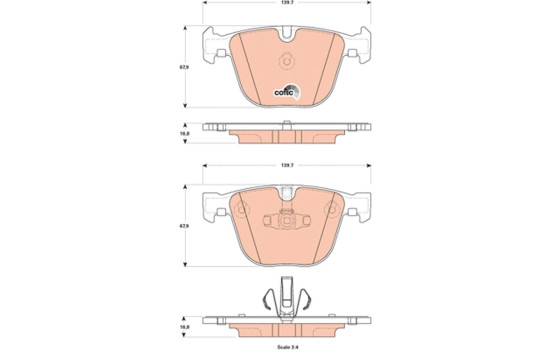 Kit de plaquettes de frein, frein à disque COTEC GDB1857 TRW, Image 2