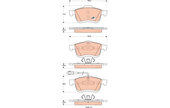 Kit de plaquettes de frein, frein à disque COTEC GDB1864 TRW, Image 2