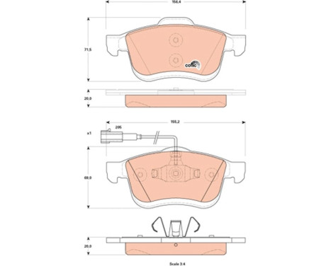 Kit de plaquettes de frein, frein à disque COTEC GDB1865 TRW, Image 2