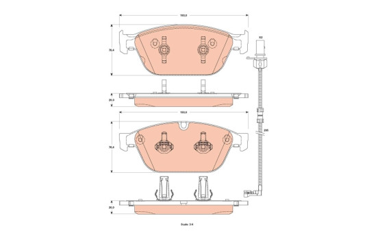 Kit de plaquettes de frein, frein à disque COTEC GDB1884 TRW, Image 2