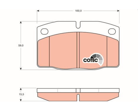 Kit de plaquettes de frein, frein à disque COTEC GDB199 TRW, Image 2