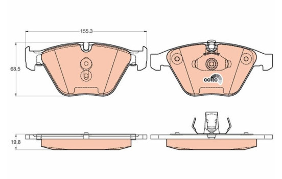 Kit de plaquettes de frein, frein à disque COTEC GDB2021 TRW, Image 2