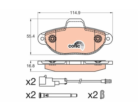 Kit de plaquettes de frein, frein à disque COTEC GDB2041 TRW, Image 2