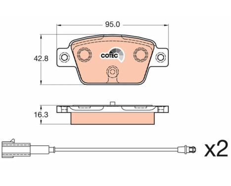 Kit de plaquettes de frein, frein à disque COTEC GDB2054 TRW